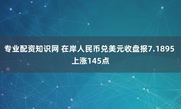 专业配资知识网 在岸人民币兑美元收盘报7.1895 上涨145点