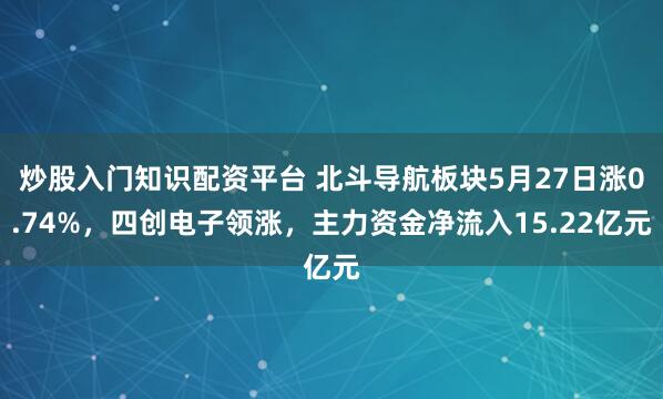 炒股入门知识配资平台 北斗导航板块5月27日涨0.74%，四创电子领涨，主力资金净流入15.22亿元
