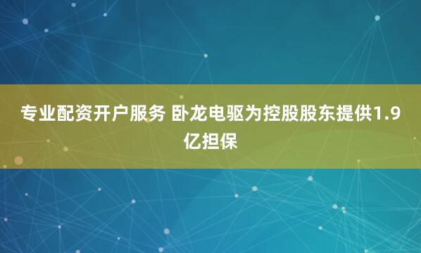 专业配资开户服务 卧龙电驱为控股股东提供1.9亿担保