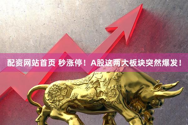 配资网站首页 秒涨停！A股这两大板块突然爆发！