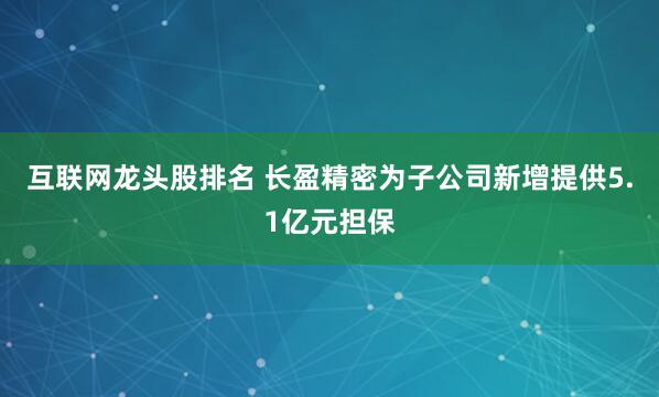 互联网龙头股排名 长盈精密为子公司新增提供5.1亿元担保