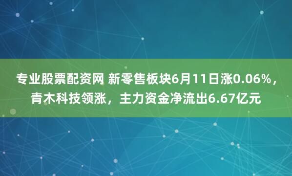 专业股票配资网 新零售板块6月11日涨0.06%，青木科技领涨，主力资金净流出6.67亿元