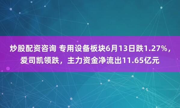 炒股配资咨询 专用设备板块6月13日跌1.27%，爱司凯领跌，主力资金净流出11.65亿元